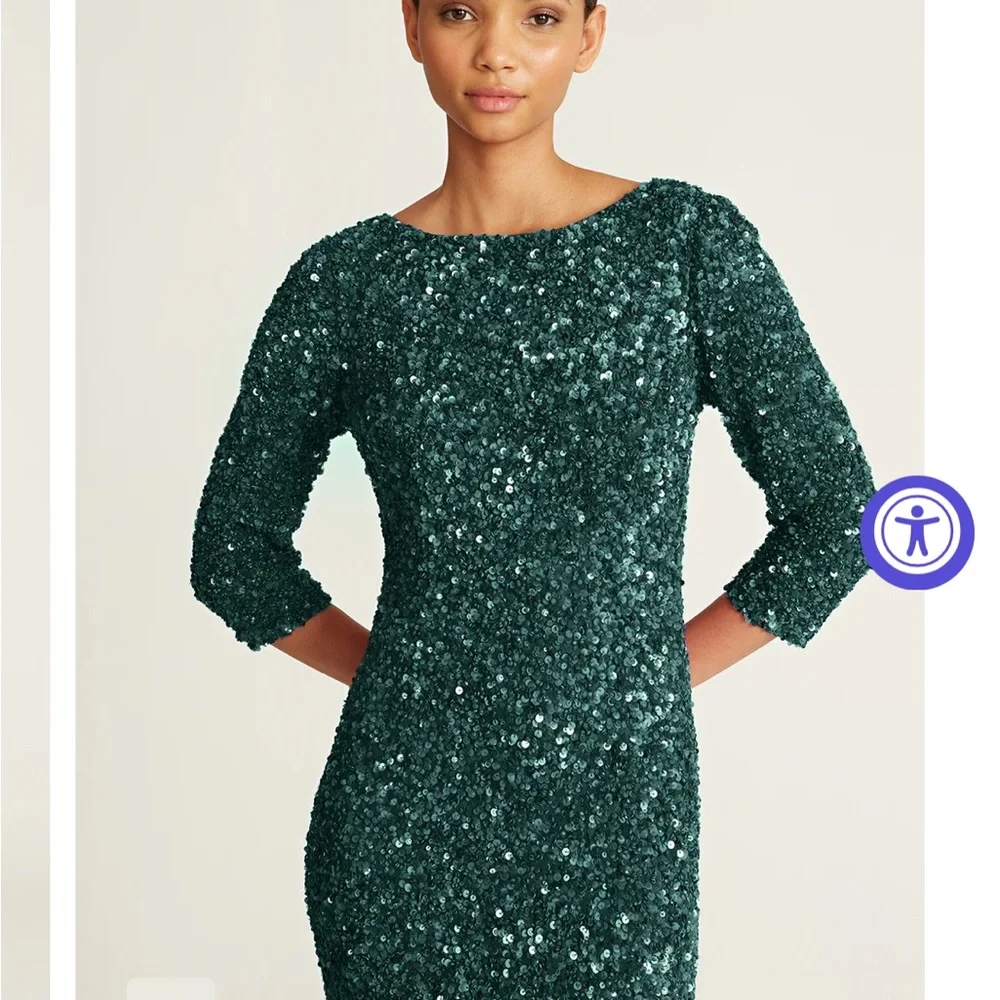 Theia Green Sequin Gown - Picture 4 of 8